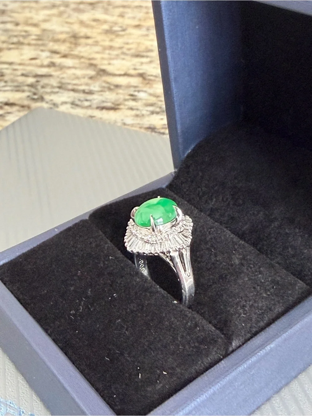 Natural Jade and natural diamonds Ring - Women Jewelry